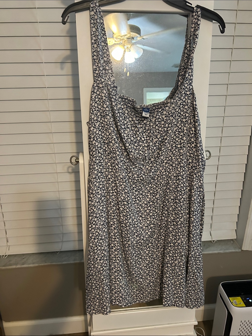 Old Navy Navy and White Floral Midi Tank Dress